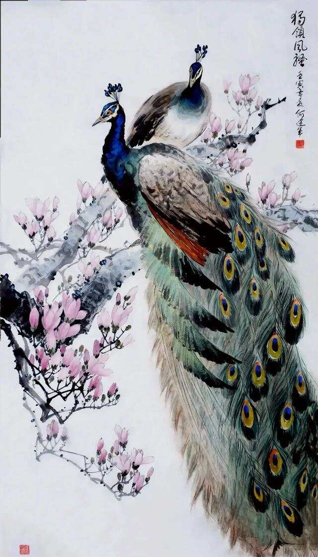 妙哉！写意孔雀佳作赏，斑斓色彩与独特构图碰撞出非凡韵味
